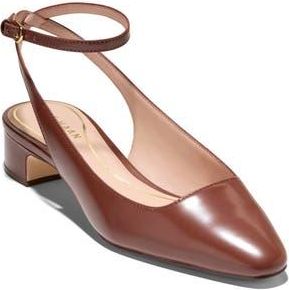 Cole Haan Paden Ankle Strap Slingback Pump in Dark Cuoio Box Leather at Nordstrom Rack, Size 10