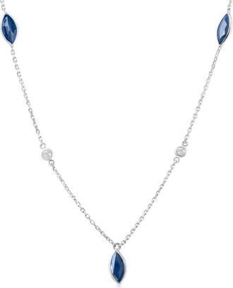 Pompeii3 3/4 Ct tdw Blue Marquise Sapphire & Diamond By The Inch 18 Necklace