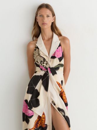 Reiss X NYBG Butterfly-print Midi Dress, 16