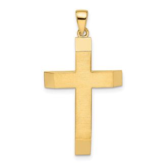 Diamond2Deal 14k Yellow Gold Satin Polished Beveled Large Latin Cross Pendant