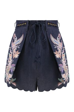 Zimmermann Rhiannon Tuck Printed Linen Shorts