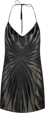 Roberto Cavalli Mini Slipjurk Met Ray Devor&eacute; Print - Dames - Feestkleedjes - Zwart - XS - Leer - Kleedjes