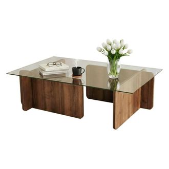 Dmora Mesa De Caf&eacute; Dfontola, Mesa De Centro Baja, Revistero Para Sof&aacute;, Estante De La Sala De Estar, 105x65h40 Cm, Nuez - Dmora