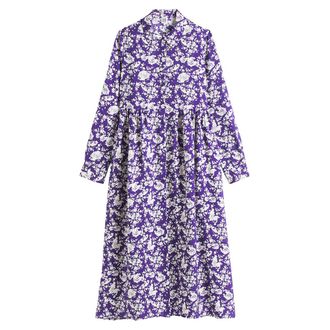 La Redoute Collections Lange, wijd uitlopende hemdjurk, bloemenprint