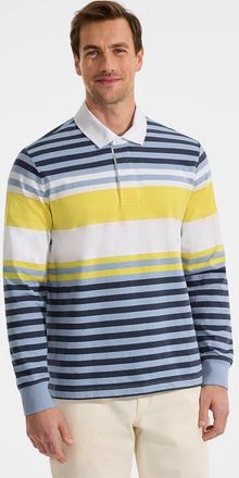 Lands End Long Sleeve Rugby Shirt in Deep Ocean/yellow Stripe at Nordstrom, Size X-Small