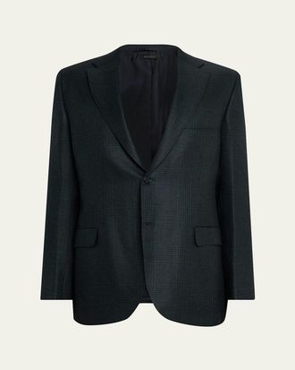 Brioni Mens Cashmere Tonal Plaid Single-Breasted Sport Coat
