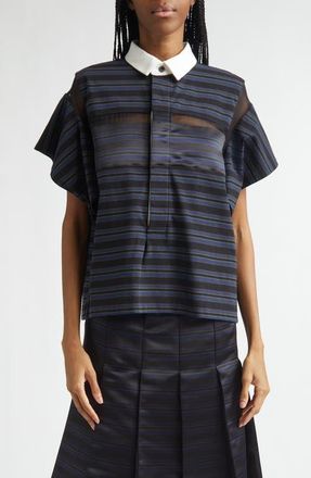 sacai Stripe T-Shirt in Black/Navy at Nordstrom, Size 4