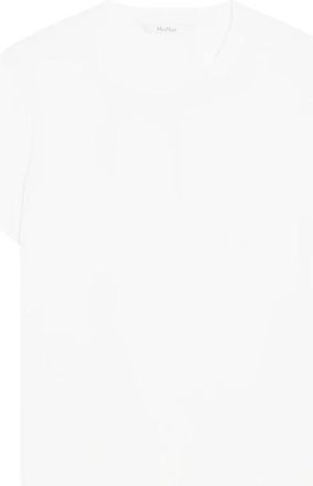 Max Mara Tops, Dames, Wit, M, Katoen, T-shirt met logo-borduring