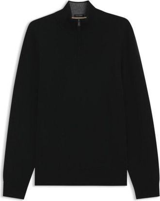 BOSS Zipper-neck sweater in virgin wool with cashmere