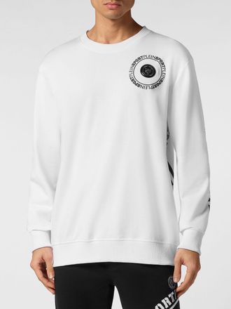 Plein Sport Crewneck Cotton Sweatshirt with Contrast Logo and Back Print