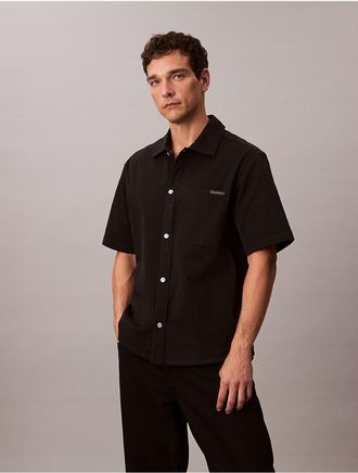 Calvin Klein Jeans Calvin Klein Mens Utility Relaxed Button-Down Shirt - Black - L