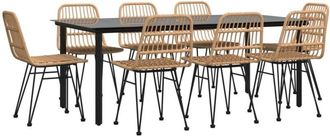 vidaXL Juego De Comedor De Jard&iacute;n 9 Piezas Rat&aacute;n Sint&eacute;tico Vidaxl