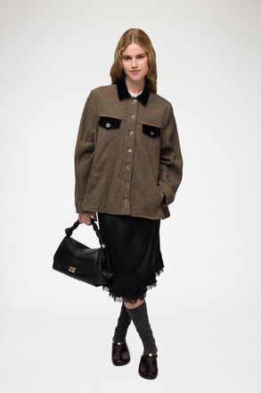 Ganni Brown Overshirt in Neppy Denim - Size 32 Cotton
