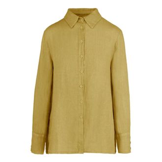 Bomboogie Camisa de Lino con Cuello - Blouses & Shirts - Mujer - Amarillo - XS