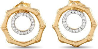 Luxury Bazaar 14K Yellow Gold 0.16ct Diamond Octagon Earrings ER29881-Y