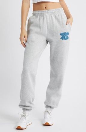 Princess Polly Puffy Logo Sweatpants in Grey at Nordstrom Rack, Size 10
