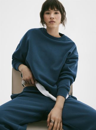 Twik Womens Oversized thin fleece crew-neck sweatshirt