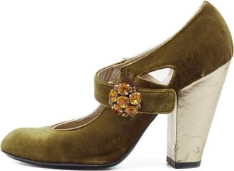 Marc Jacobs 110 mm fluwelen verfraaide pumps - Groen
