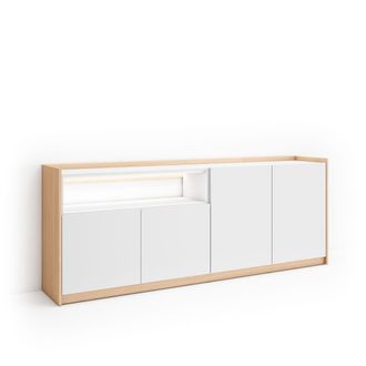 Skraut Home Aparador efecto madera blanco y roble 207x37x80cm con Led