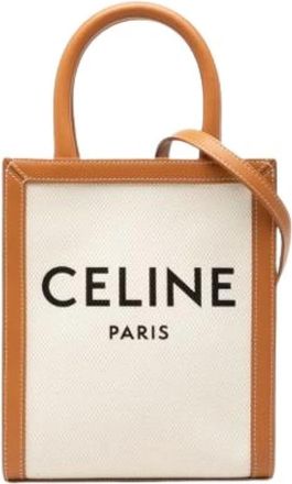 Celine Pre-owned Vintage Canvas Tote Bag - Dames - Vintage Shopper - Beige - ONE Size - Leer - Vintage