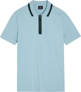 Paul Smith Striped-trim Stretch-cotton Polo Shirt - Light Blue - Xxl