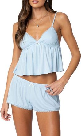 Edikted Buffy Crop Babydoll Camisole in Light-Blue at Nordstrom, Size X-Small