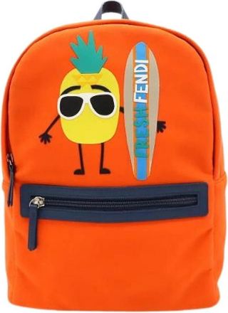 Fendi Pre-owned Neoprene Leren Ananas Rugzak - unisex - Vintage Rugzakken - Oranje - ONE Size - Leer - Vintage