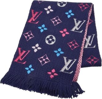 Louis Vuitton Pre-owned Scarves, female, Blue, Size: ONE SIZE Pre-owned Wool Scarf