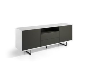 Pondecor Interiorismo Aparador Saona patas met&aacute;licas negro mate y mueble en MDF gris/blanco