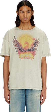 Diesel Regular T-shirt with Phoenix print - T-Shirts - Man - Beige