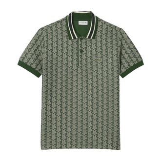 Lacoste Polo Shirts, male, Green, Size: XL Classic Fit Monogram Jacquard Polo Shirt