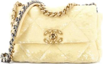 Chanel 19 Flap Bag Quilted Sequins Medium shoulder bag - Giallo