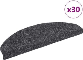 vidaXL Vidaxl - Felpudos Autoadhesivos Para Escaleras, 30 Unidades, 65 X 21 X 4 Cm, Gris Oscuro, Semicirculares, Grandes