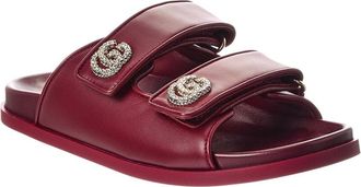 Gucci Crystal Double G Leather Sandal
