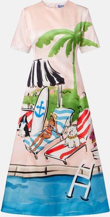 LEO LIN Caroline cotton and silk midi dress