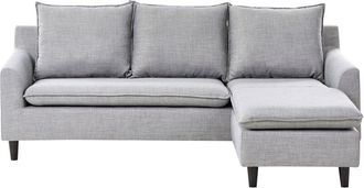 Beliani Beliani - Sof&aacute; Esquinero Tapizado En Tela Gris Claro Patas De Madera Oscura 3 Plazas Con Respaldo Acolchado Versi&oacute;n Izquierda Elvenes