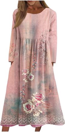 Generic Ladies Casual Dresses Modest Loose Dress for Women Elegant Long Skirts Plus Size Casual Dress for Women Fall Winter