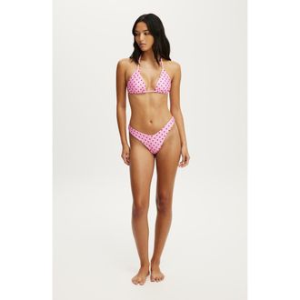 Cotton On Womens Dip Front High Side Brazilian Bikini Bottom in Missy Spot Bon Bon at Nordstrom, Size X-Large