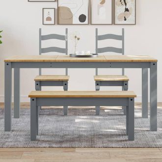vidaXL Vidaxl - Mesa De Comedor Panama Madera Maciza De Pino Gris 160x80x75 Cm