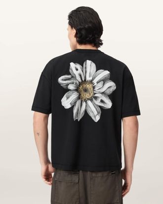 AllSaints Cotton Petals Oversized Short Sleeve Graphic T-Shirt, Size: XXL
