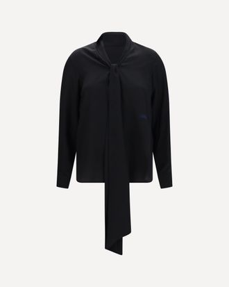 Burberry Silk Blouse with embroidered logo and scarf detail Female 8