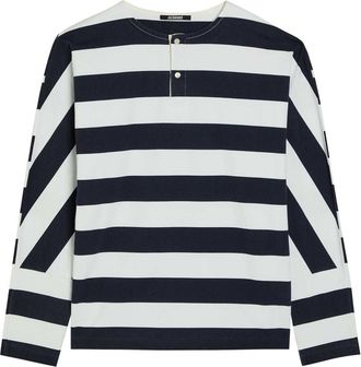 Jacquemus Le Tshirt Marini&eacute;re Striped Cotton T-shirt - White And Blue - XL