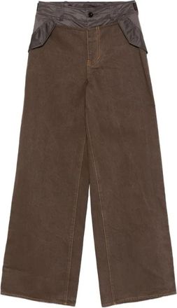sacai Wide Jeans - Dames - Loose Fit Jeans - Bruin - L - Denim - Jeans