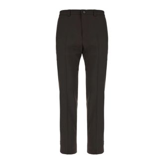 Gucci Wollen gabardine broek met logo - Heren - Slim Fit Broeken - Bruin - L - Wol - Broeken