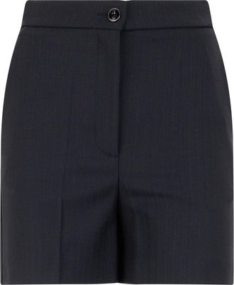 Pinko Pinko, Korte Broeken, Dames, Blauw, M, Wol, Shorts met hoge taille