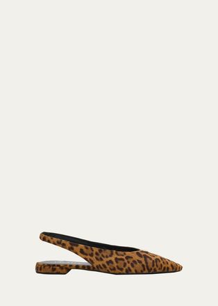 Prada Leopard Calf Hair Slingback Flats