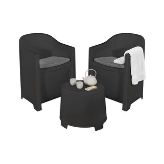 Dmora Dmora - Conjunto De Sal&oacute;n De Exterior Milazzo, Composici&oacute;n De Jard&iacute;n Con 2 Sillones Y 1 Mesa De Centro, Sal&oacute;n Interior Y Exterior Con Cojines, 100% Ma