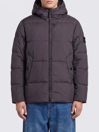 Stone Island Piumino in nylon impermeabile con cappuccio e logo Compass