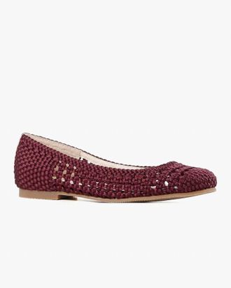 All Black Womens Woven Girl Flats In Burgundy