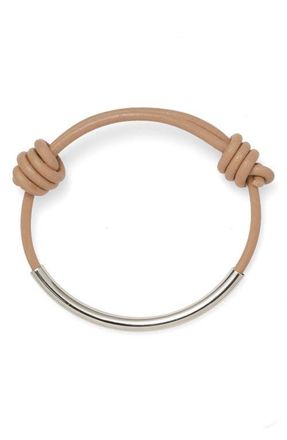 LADY GREY Leather Bond Bracelet in Silver/Tan at Nordstrom
